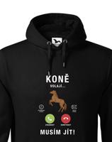 Pánská mikina pro milovníky koní s potiskem Koně volají musím jít...