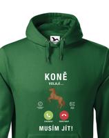 Pánská mikina pro milovníky koní s potiskem Koně volají musím jít...
