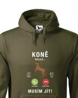 Pánská mikina pro milovníky koní s potiskem Koně volají musím jít...