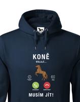 Pánská mikina pro milovníky koní s potiskem Koně volají musím jít...
