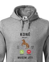 Pánská mikina pro milovníky koní s potiskem Koně volají musím jít...