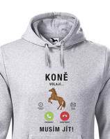Pánská mikina pro milovníky koní s potiskem Koně volají musím jít...