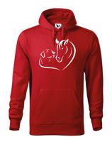 Pánská mikina pro milovníky zvířat s potiskem srdce koně a psa