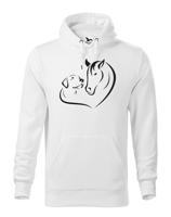 Pánská mikina pro milovníky zvířat s potiskem srdce koně a psa