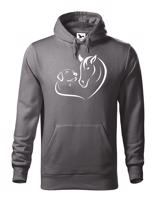Pánská mikina pro milovníky zvířat s potiskem srdce koně a psa