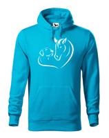 Pánská mikina pro milovníky zvířat s potiskem srdce koně a psa