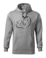 Pánská mikina pro milovníky zvířat s potiskem srdce koně a psa