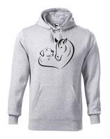 Pánská mikina pro milovníky zvířat s potiskem srdce koně a psa