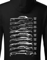 Pánská mikina s potiskem Ford Mustang History Silhouette  -  mikina pro milovníky aut