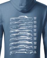 Pánská mikina s potiskem Ford Mustang History Silhouette  -  mikina pro milovníky aut