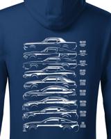 Pánská mikina s potiskem Ford Mustang History Silhouette  -  mikina pro milovníky aut