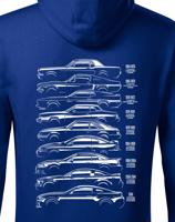 Pánská mikina s potiskem Ford Mustang History Silhouette  -  mikina pro milovníky aut