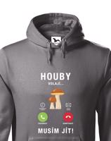 Pánská mikina s potiskem Houby volají - mikina pro houbaře