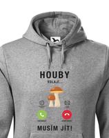 Pánská mikina s potiskem Houby volají - mikina pro houbaře