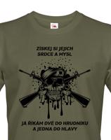 Pánské army triko Dvě do hrudníku a jedna do hlavy - ideální pro military