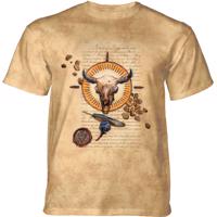 Pánské batikované triko The Mountain - Blood and Ink - indiánské - béžová Velikost: M