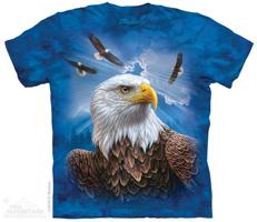 Pánské batikované triko The Mountain - Guardian Eagle - modré Velikost: M