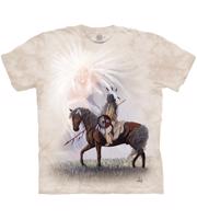 Pánské batikované triko The Mountain - Indián na koni - béžové Velikost: S