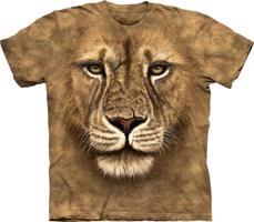Pánské batikované triko The Mountain - Lion Warrior - béžové Velikost: 4XL