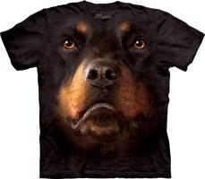 Pánské batikované triko The Mountain - Rottweiler Face - černé Velikost: XXXL