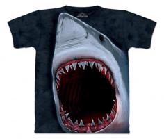 Pánské batikované triko The Mountain - Shark Bite - černé Velikost: M