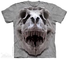 Pánské batikované triko The Mountain - T-Rex Big Skull - šedé Velikost: M
