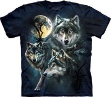 Pánské batikované triko The Mountain - Vlčí měsíc - modré Velikost: XXXL