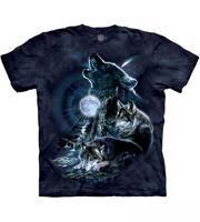 Pánské batikované triko The Mountain - Vlci vyjící na měsíc - tmavě modrá Velikost: XXXL 10-2275/3XL