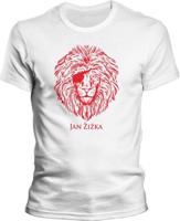 Pánské bílé tričko Žižka - Lev červený