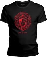 Pánské černé tričko Žižka - Lev červený