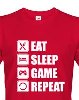 Pánské Geek/hráčské triko EAT, SLEEP, GAME, REPEAT - dokonalý dárek