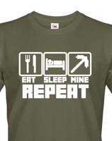 Pánské tričko Eat Sleep Mine Repeat - triko pro hráče Minecraft