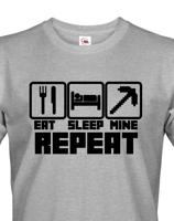 Pánské tričko Eat Sleep Mine Repeat - triko pro hráče Minecraft