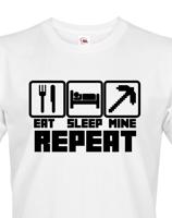 Pánské tričko Eat Sleep Mine Repeat - triko pro hráče Minecraft