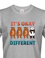 Pánské tričko IT´S OKAY TO BE DIFFERENT - triko s pandou