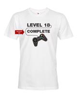 Pánské tričko k 18. narozeninám Level complete - s věkem na přání