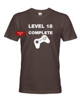 Pánské tričko k 18. narozeninám Level complete - s věkem na přání