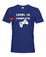 Pánské tričko k 18. narozeninám Level complete - s věkem na přání