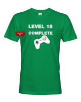 Pánské tričko k 18. narozeninám Level complete - s věkem na přání