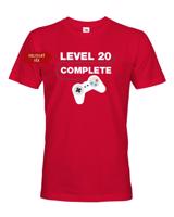 Pánské tričko k 20. narozeninám - Level complete - s věkem na přání