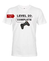 Pánské tričko k 20. narozeninám - Level complete - s věkem na přání