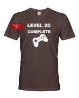 Pánské tričko k 20. narozeninám - Level complete - s věkem na přání