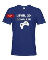 Pánské tričko k 20. narozeninám - Level complete - s věkem na přání