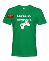 Pánské tričko k 20. narozeninám - Level complete - s věkem na přání
