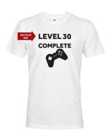 Pánské tričko k narozeninám - Level complete - s věkem na přání