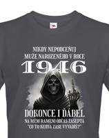 Pánské tričko k narozeninám s kostlivcem a volitelným věkem