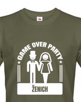 Pánské tričko na rozlučkovou párty Game over - ideální na rozloučení se svobodou