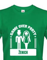 Pánské tričko na rozlučkovou párty Game over - ideální na rozloučení se svobodou