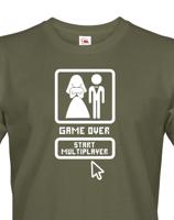 Pánské tričko na rozlučku Game over, start multiplayer