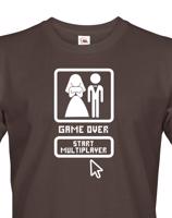 Pánské tričko na rozlučku Game over, start multiplayer
